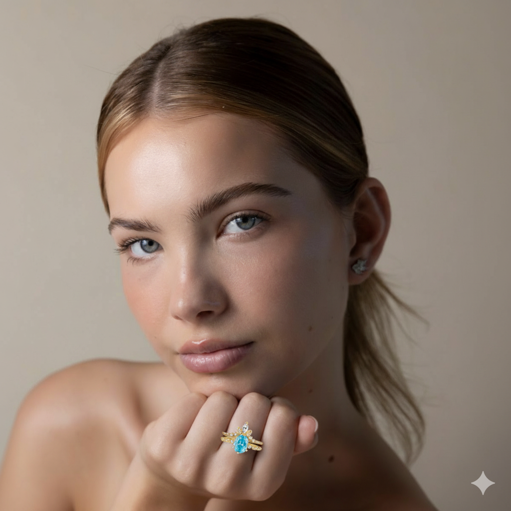 🎁REGALO PERFECTO! SET X2 ANILLO DE PROMESA CIELO💙