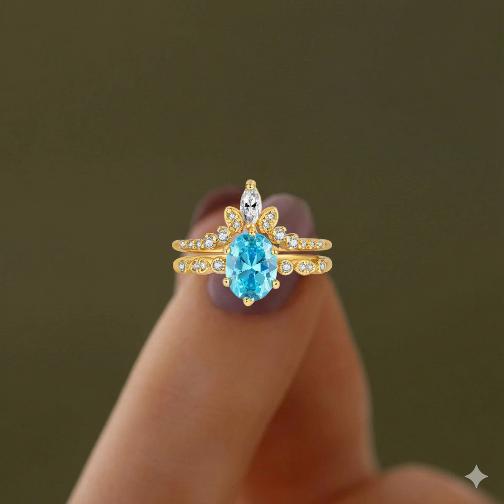 🎁REGALO PERFECTO! SET X2 ANILLO DE PROMESA CIELO💙