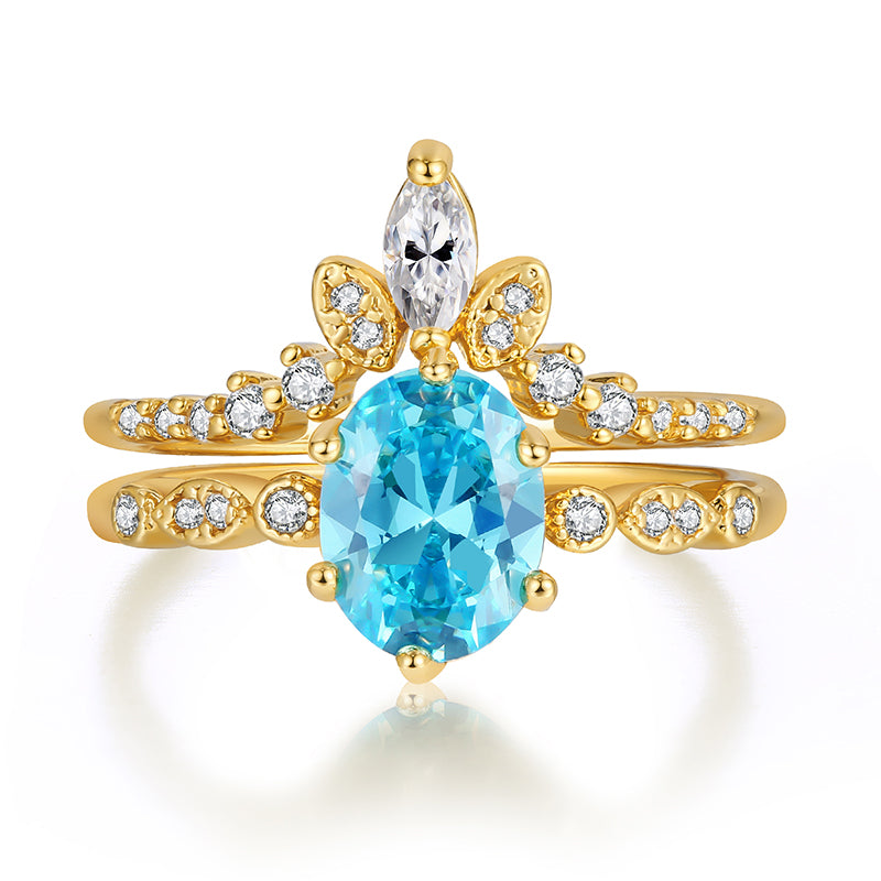 🎁REGALO PERFECTO! SET X2 ANILLO DE PROMESA CIELO💙