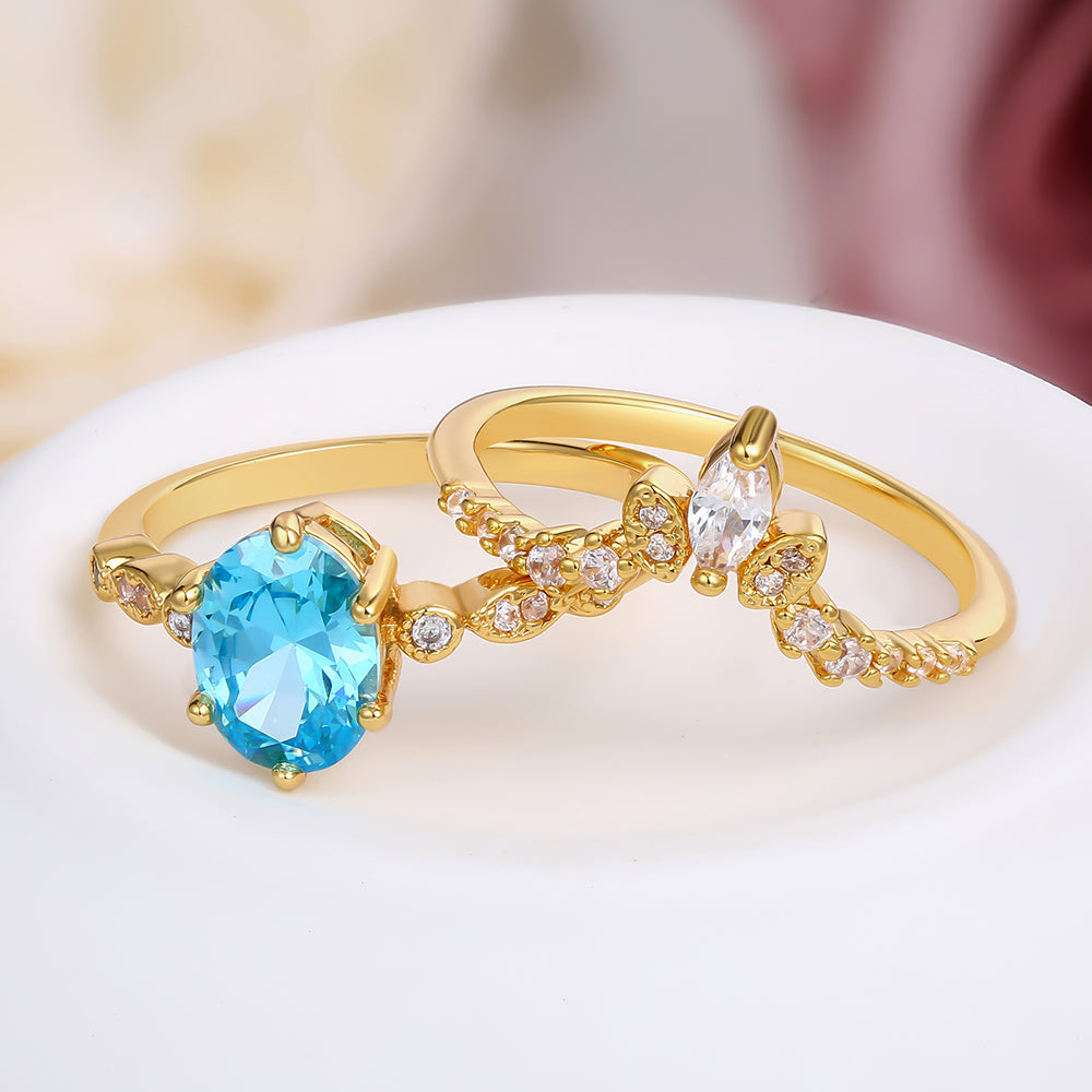 🎁REGALO PERFECTO! SET X2 ANILLO DE PROMESA CIELO💙