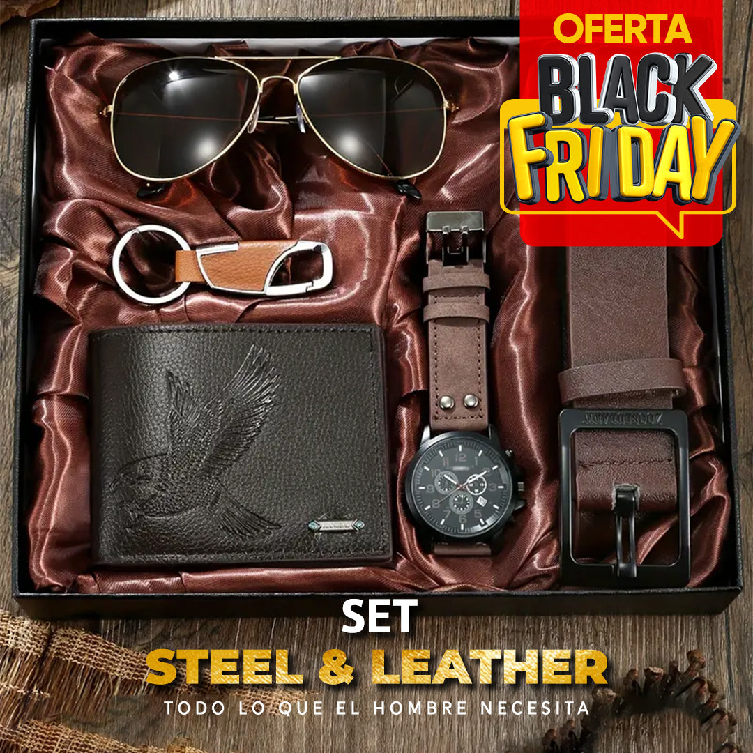 🔥OFERTA LIMITADA🔥SET STEEL & LEATHER®️ 🔥🔥🔥