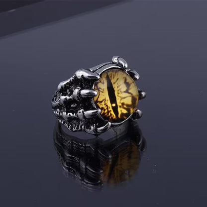 SET OJO DE DRAGÓN · Set x4 Anillos Garra Ojo de Dragón · Gótico Unisex