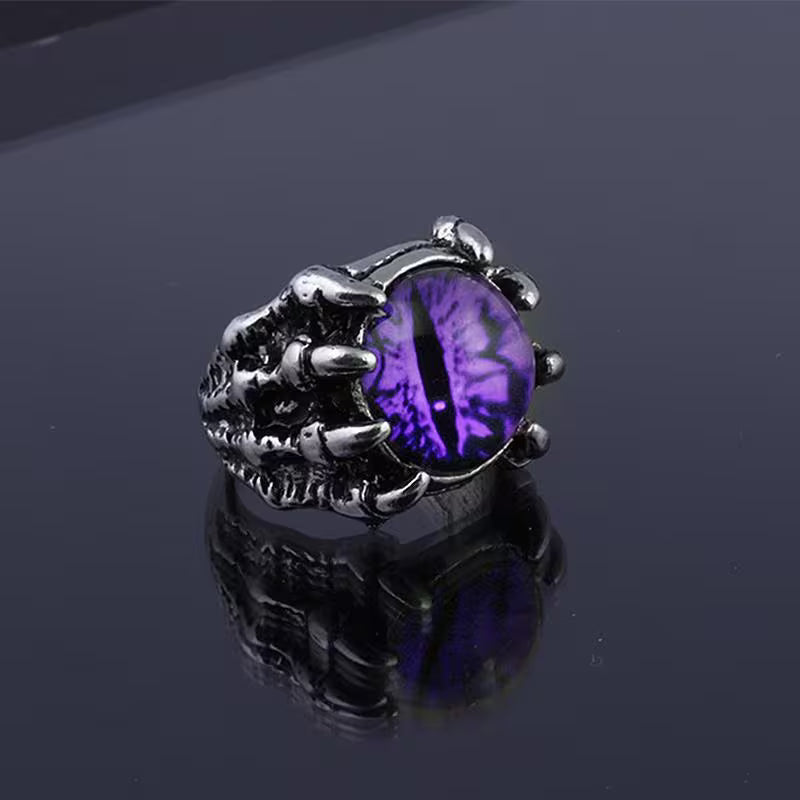 SET OJO DE DRAGÓN · Set x4 Anillos Garra Ojo de Dragón · Gótico Unisex