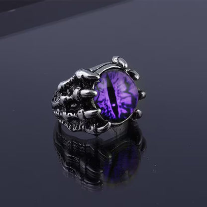 SET OJO DE DRAGÓN · Set x4 Anillos Garra Ojo de Dragón · Gótico Unisex