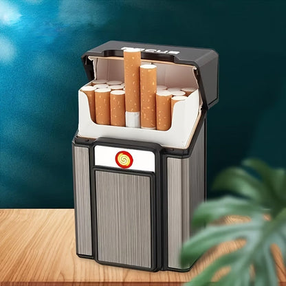 SET FOCUS ELITE™ x2 — Cigarrera con Encendedor USB Negro + Dorado | Sin Gas · Sin Llama