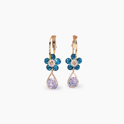 JOYERIA ITALIANA! ARETES FLOR DE CRYSTAL