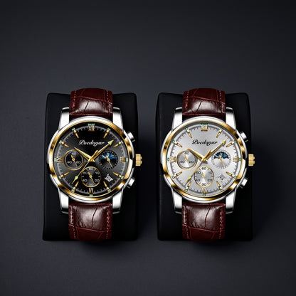 SET DUO CAVALIER™ · 2 Relojes Hombre Correa Cuero · Luxury Edition