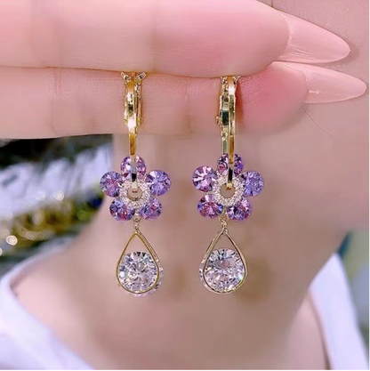 JOYERIA ITALIANA! ARETES FLOR DE CRYSTAL