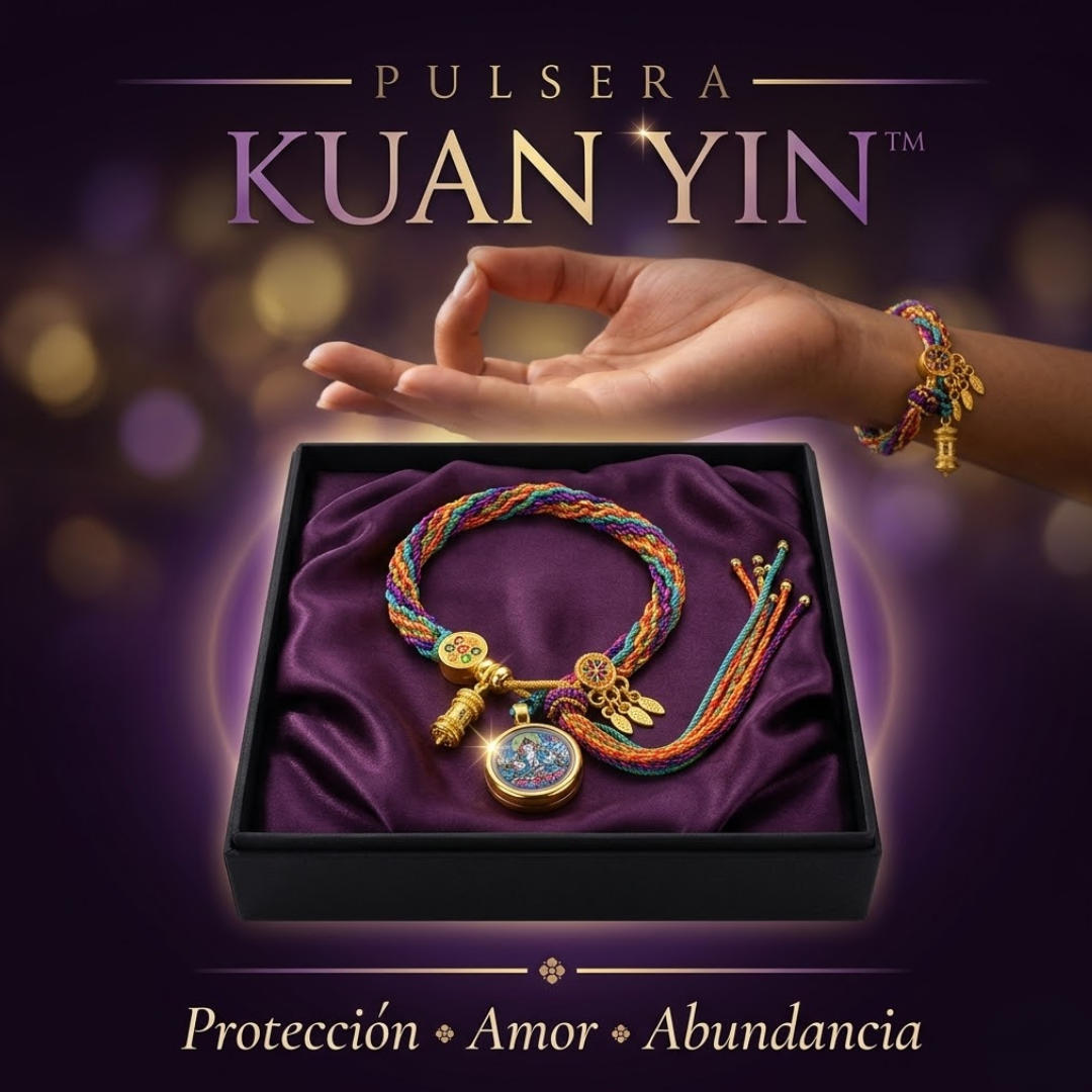 PULSERA KUAN YIN™ — Amuleto Tibetano · 5 Poderes · Tejida a Mano
