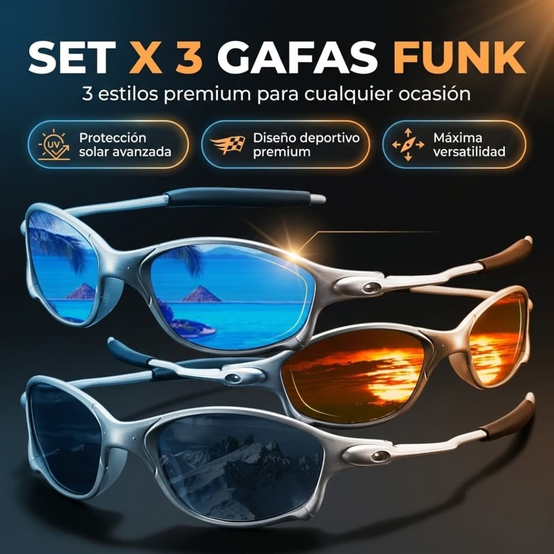 🔥SET X 3 GAFAS FUNK – ESTILO PREMIUM AL MEJOR PRECIO