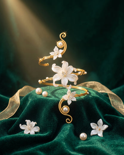 BRAZALETE NINFA™ · Brazalete de Brazo Flores de Perla · Accesorio Mujer Exclusivo