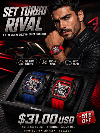 SET TURBO RIVAL™ · 2 Relojes Hombre Racing Skeleton · Edición Grand Prix