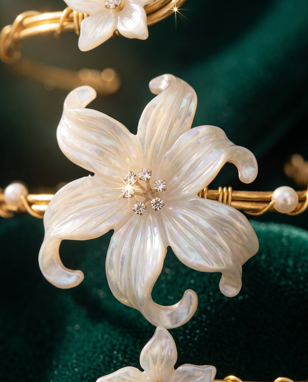BRAZALETE NINFA™ · Brazalete de Brazo Flores de Perla · Accesorio Mujer Exclusivo