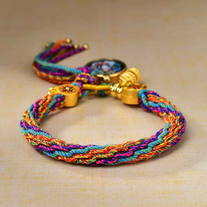 PULSERA KUAN YIN™ — Amuleto Tibetano · 5 Poderes · Tejida a Mano