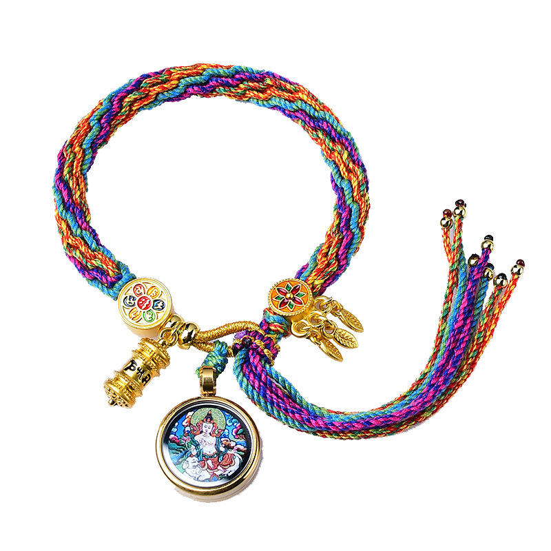 PULSERA KUAN YIN™ — Amuleto Tibetano · 5 Poderes · Tejida a Mano