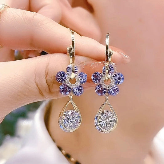 JOYERIA ITALIANA! ARETES FLOR DE CRYSTAL