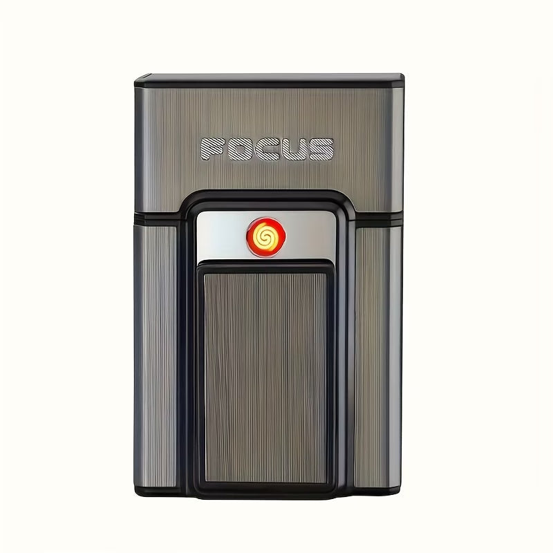 SET FOCUS ELITE™ x2 — Cigarrera con Encendedor USB Negro + Dorado | Sin Gas · Sin Llama