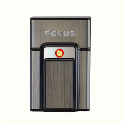 SET FOCUS ELITE™ x2 — Cigarrera con Encendedor USB Negro + Dorado | Sin Gas · Sin Llama