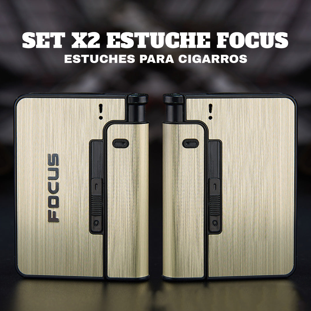 IMPORTADO!  SET X 2 ESTUCHES PARA CIGARROS FOCUS LIGHTER CASE