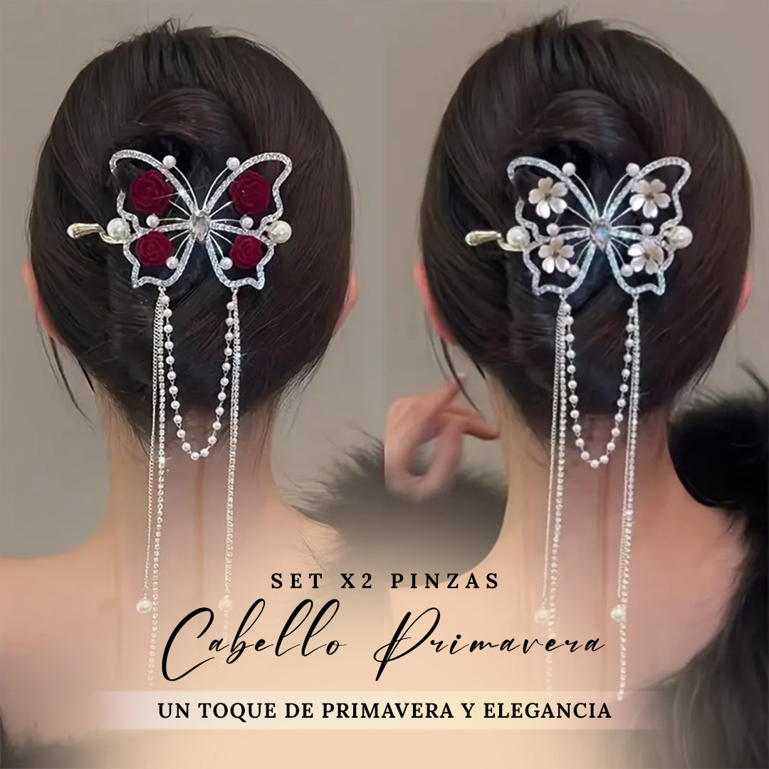 SET X 2 PINZAS PARA EL CABELLO PRIMAVERA + PRODUCTO SORPRESA GRATIS!